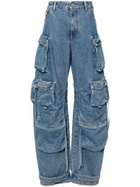 The Attico Fern wide-leg Cargo Jeans Blue at Farfetch