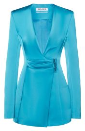 The Attico Jacquelne Double Satin Wrap Minidress in 258 Capri Blue  at Nordstrom