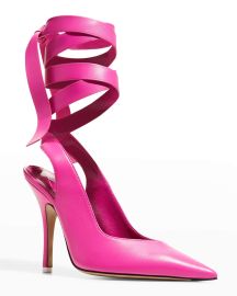 The Attico Venus Lambskin Ankle-Tie Pumps at Neiman Marcus