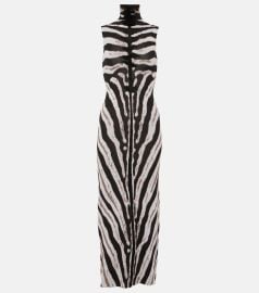 The Attico Zebra print high neck midi dress at Mytheresa