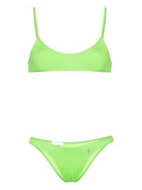 The Attico rubberised-logo Bikini Green at Farfetch