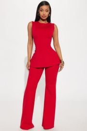 The Ava Peplum Pant Set - Red Fashion Nova at Fashion Nova