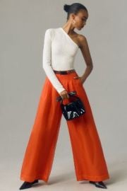 The Avery Pleated Wide-Leg Trousers by Maeve Sheer Silk Edition at Anthropologie