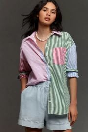 The Bennet Buttondown Shirt By Maeve Mixed Stripe Edition2 at Anthropologie