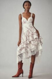 The Bobbi Asymmetrical Ruffle Tiered Midi Dress at Anthropologie