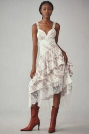 The Bobbi Asymmetrical Ruffle Tiered Midi Dress2 at Anthropologie