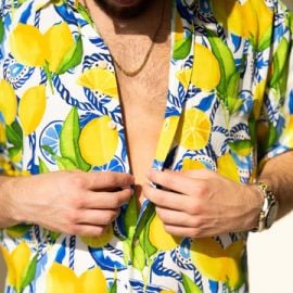 The Bossitano - Short Sleeve Lemon Print Shirt by at Kenny Flowers