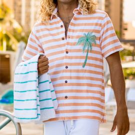 The Cabana Boy - Palm Tree Embroidered Terry Shirt at Kenny Flowers