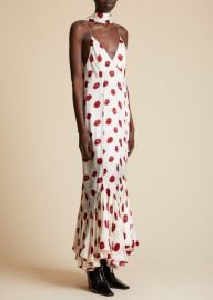 The Candita Dress in Cream with Red Lip Print KHAITE at Khaite