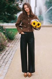 The Colette Faux Leather Full Length Wide Leg Pants By Maeve at Anthropologie