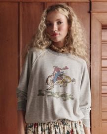 The College Sweatshirt w/ Rider Graphic. Novelty -- Soft Heather Grey at The Great.