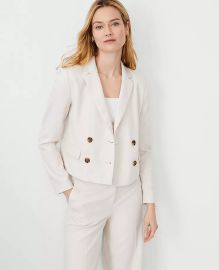 The Cropped Double Breasted Blazer in Textured Stretch at Ann Taylor