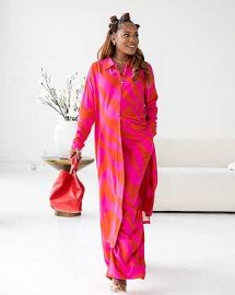 The Drop Pink and Red Zebra Print Shirtdress at Amazon