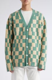 The Elder Statesman Cardinal Checkerboard Cashmere Blend Cardigan at Nordstrom