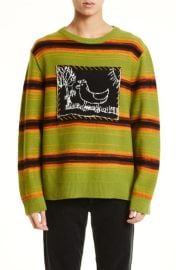 The Elder Statesman Wild Bird Morph Stripe Merino Wool Cashmere Sweater at Nordstrom