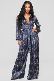 The Entertainer Satin Jumpsuit - Navy Fashion Nova Jumpsuits at Fashion Nova