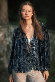 The Estela Burnout Sheer Printed Blouse at Anthropologie