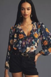 The Estela Sheer Printed Blouse3 at Anthropologie