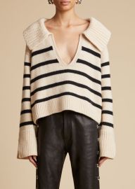 The Evi Sweater in Butter and Black Stripe KHAITE at Khaite