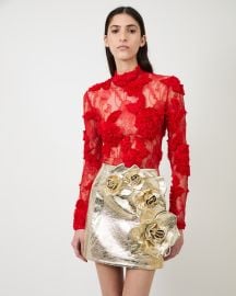 The Freja lace top in red Aknvas at Aknvas