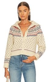 The Great Mini Collar Cardigan In Cream Floral Fairisle at Revolve