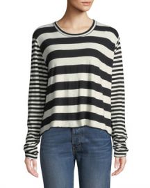 The Great Striped Long-Sleeve Cropped Tee at Neiman Marcus