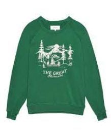 The Great The College Sweatshirt in Holly Leaf with Snowdrift Graphic at The Great.