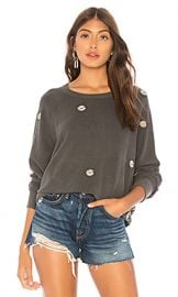 The Great The College Sweatshirt in Washed Black  amp  Daisy Embroidery from Revolve com at Revolve