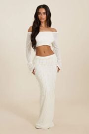 The Gwen Crochet Maxi Skirt Set in White at Mars the Label