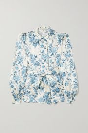 The Jannah belted floral-print silk-satin blouse at Net a Porter