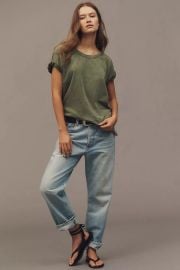 The Jordyn Cotton Slub Crew Neck Oversized Tee By Pilcro at Anthropologie