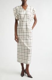 The Keaton Windowpane Plaid Virgin Wool & Silk Midi Dress at Nordstrom