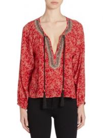 The Kooples - Embellished Floral-Print Silk Top at Saks Fifth Avenue