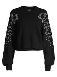 The Kooples - Embellished Puff-Sleeve Crop Sweater at Saks Fifth Avenue