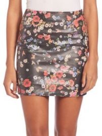 The Kooples - Flower Print Leather Skirt at Saks Off 5th