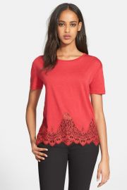 The Kooples   Lace Trim Jersey Top   Nordstrom Rack at Nordstrom Rack