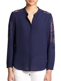 The Kooples - Lace-Trimmed Crepe Blouse at Saks Fifth Avenue