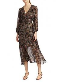 The Kooples - Paisley Metallic Silk Midi Dress at Saks Off 5th