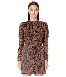 The Kooples Belted Dress with Balloon Sleeves in a Burnout Leopard Print at Zappos