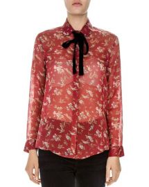 The Kooples Birds of Eden Tie-Neck Shirt   Bloomingdale  39 s at Bloomingdales