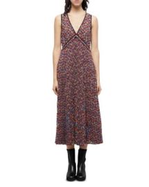 The Kooples Blazing Field Floral Print Pleated Midi Dress Bloomingdales at Bloomingdales