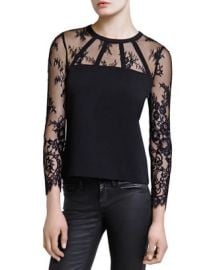 The Kooples Crepe  amp  Lace Top at Bloomingdales