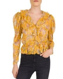 The Kooples Feuille D  x27 or Ruffled Floral Silk-Blend Top Women - Bloomingdale s at Bloomingdales