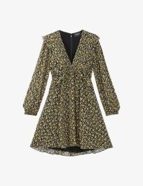 The Kooples Floral Print Frilled Crepe Mini Dress at Selfridges