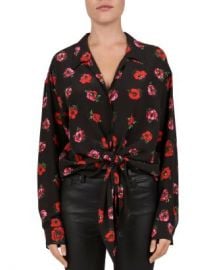 The Kooples Floral Tie-Front Silk Blouse Women - Bloomingdale s at Bloomingdales