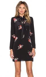 The Kooples Flower Print Dress with Lace Collar in Black at Revolve