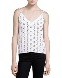 The Kooples Handcuffs Print Lace Trim Cami in Ecru at Bloomingdales