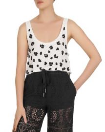 The Kooples Jersey  amp  Leopard Cropped Embellished Tank Top Women - Bloomingdale s at Bloomingdales