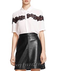 The Kooples Lace-Inset Crepe Shirt x at Bloomingdales