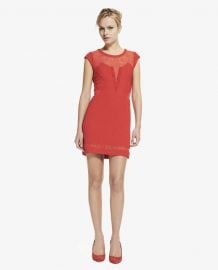 The Kooples Lace Trim Crepe Sheath Dress in red at Nordstrom